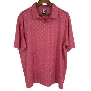 FootJoy Men's Athletic Fit Short Sleeve Pink Paisley Golf Polo Shirt XL